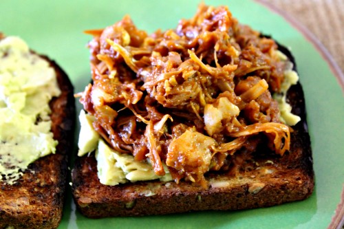 BBQ Pulled Jack Fruit Open Face Sandwich