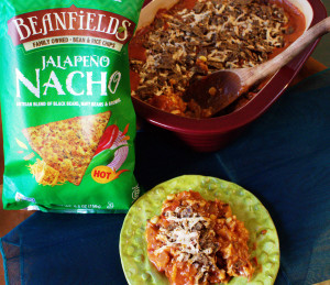 Fiesta Chick-style Casserole with Jalapeño Nacho Chips @beanfields @jlgoesvegan