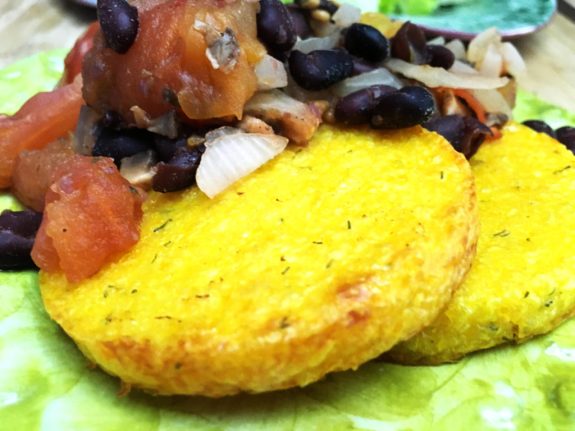 Air fryer vegan cheesy dill polenta ©JLFields @jlgoesvegan