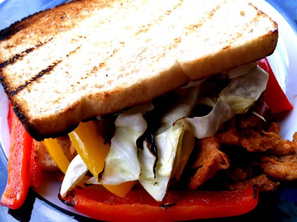 Grilled BBQ Soy Curl Sandwich