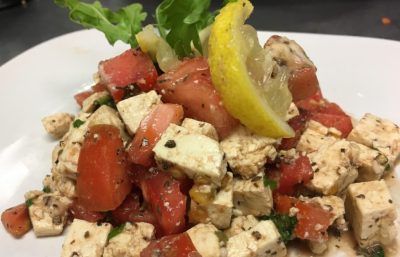 tofu and vegan mozzarella Caprese salad @jlgoesvegan