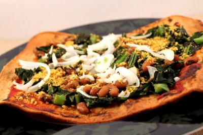 Black-Eyed Pea and Collard Green Pizza