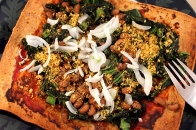 Black-Eyed Pea & Collard Green Pizza on JL goes Vegan